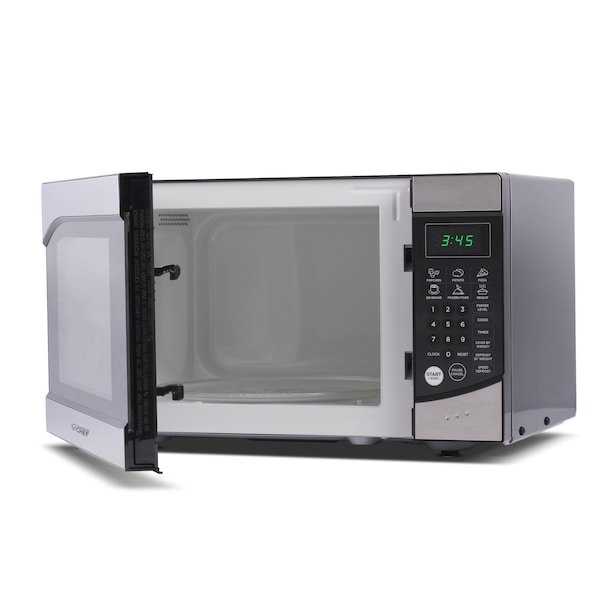 Countertop Microwave Oven 900 Watt, 0.9 Cubic Feet, Stainless Steel Front, Black Cabinet